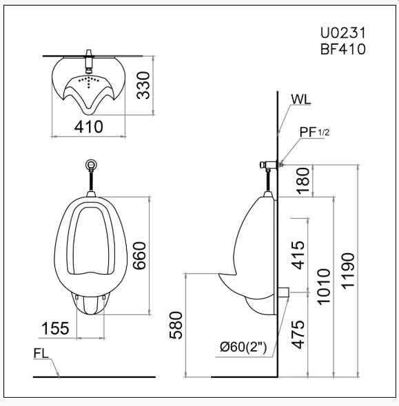Bệ Tiểu Nam (Treo Tường) - U0231 - Ảnh 4