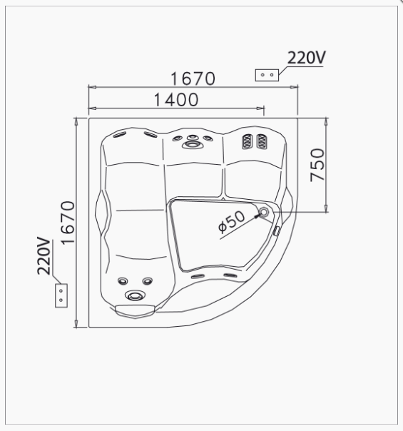 Bồn Tắm Góc Massage Đôi - Chân + Yếm - MT5165 - Ảnh 2