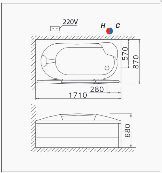 Bồn Tắm Massage Chân Yếm - MT3370L/R - Ảnh 2