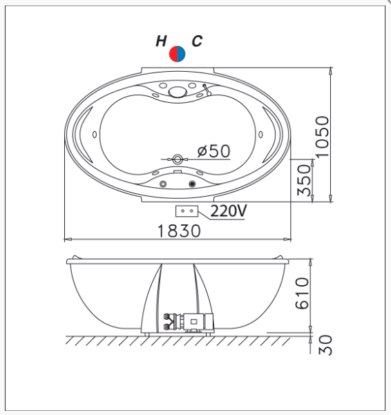Bồn Tắm Massage Chân Yếm - MT3280 - Ảnh 2