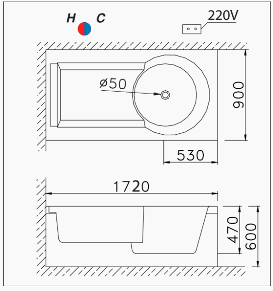 Bồn Tắm Massage Chân Yếm - MT211L/R - Ảnh 2