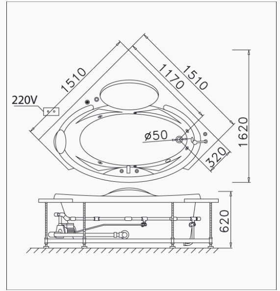 Bồn Tắm Góc Massage Chân Yếm - MT5150 - Ảnh 2