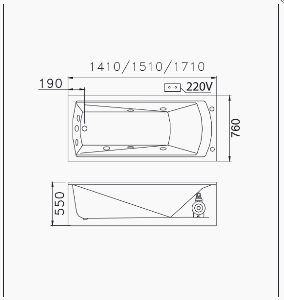 Bồn Tắm Massage Chân Yếm - MT0670L/R - Ảnh 2