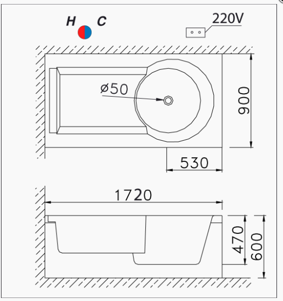 Bồn Tắm Massage + Massage Hơi Chân Yếm - MT211SL/R - Ảnh 2
