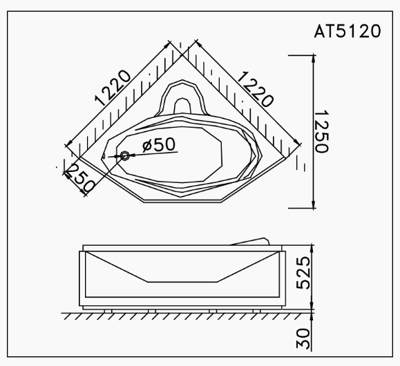 Bồn Tắm Góc - Chân Yếm - AT5120 - Ảnh 2
