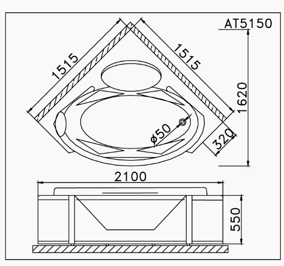 Bồn Tắm Góc Chân Yếm - AT5150 - Ảnh 2