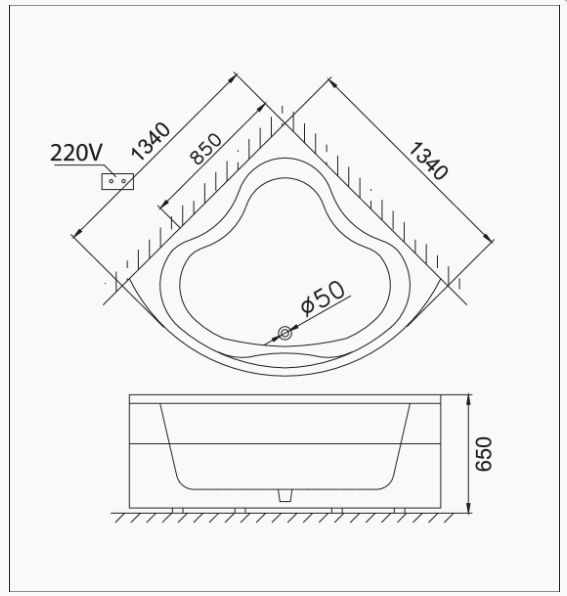 Bồn Tắm Góc Massage Chân - Yếm - MT5133 - Ảnh 2