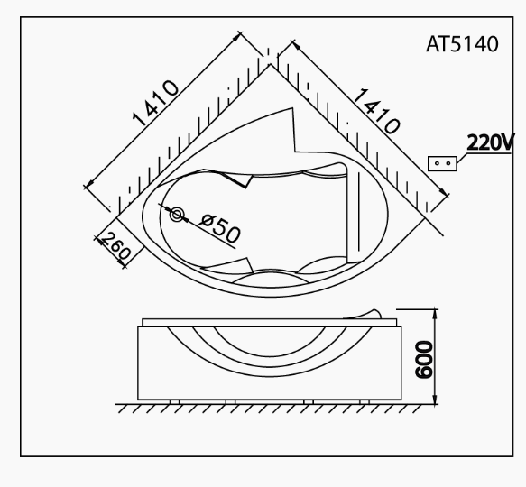 Bồn Tắm Góc - Chân Yếm - AT5140 - Ảnh 2