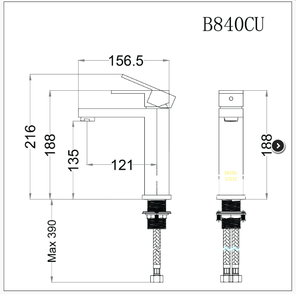 Vòi lavabo nóng lạnh B840CU - Ảnh 2