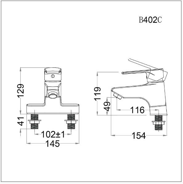 Vòi Lavabo Nóng Lạnh B402CP/B402CU - Ảnh 2