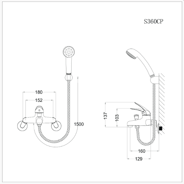 Vòi Sen Gạt Nóng Lạnh - S360CP - Ảnh 2