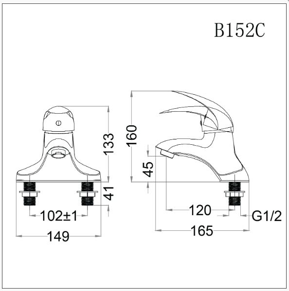 Vòi Lavabo Nóng Lạnh B152CP / B152CU - Ảnh 2