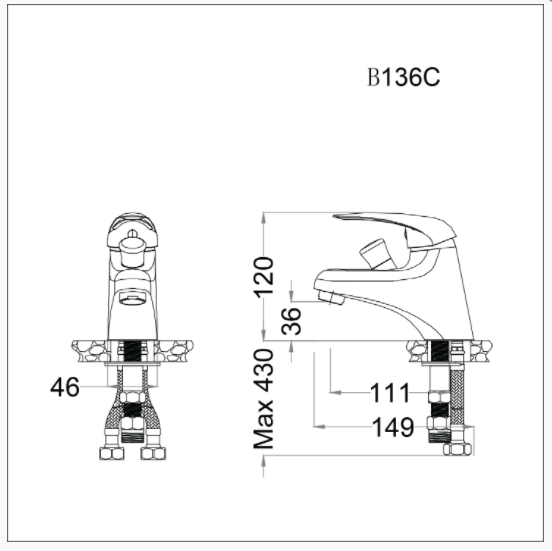 Vòi Lavabo Lavabô nóng lạnh Kết Hợp Sen - B136C - Ảnh 2