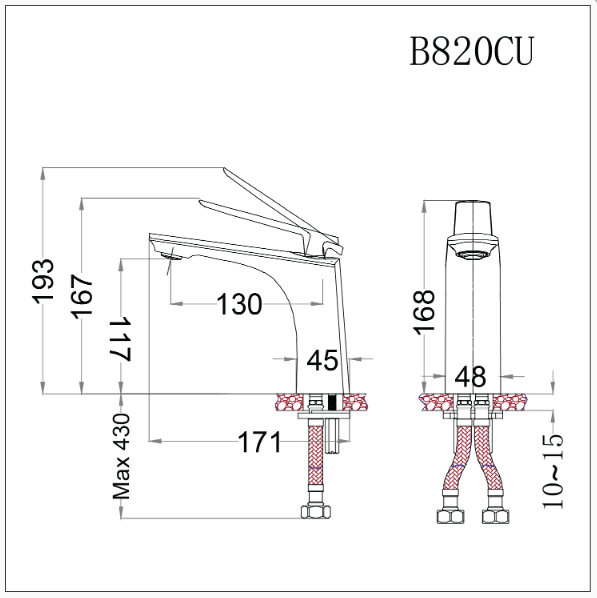 Vòi lavabo nóng lạnh B820CU - Ảnh 2