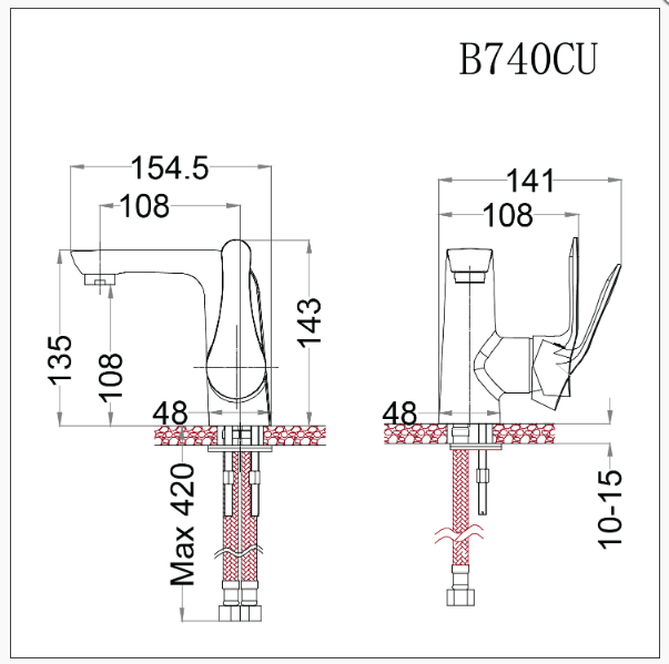 Vòi lavabo nóng lạnh B740CU - Ảnh 2