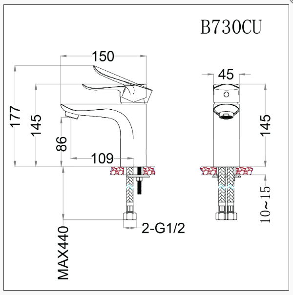 Vòi lavabo nóng lạnh B730CU - Ảnh 2
