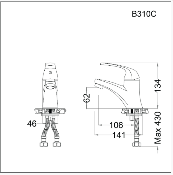 Vòi Lavabo Nóng Lạnh - B310C - Ảnh 2