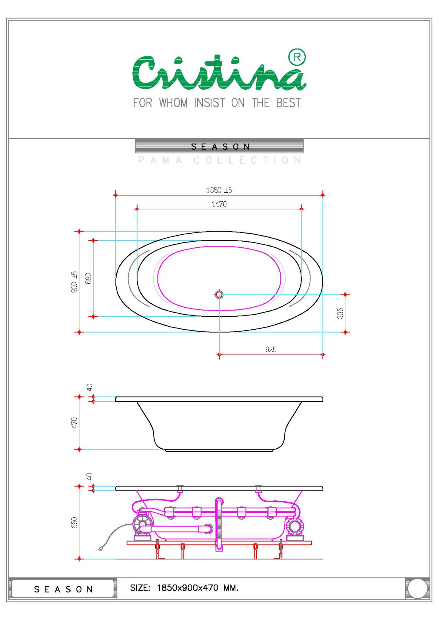 BỒN TẮM ÂM CRISTINA - SEASON - CT-SS 185090 - Ảnh 3