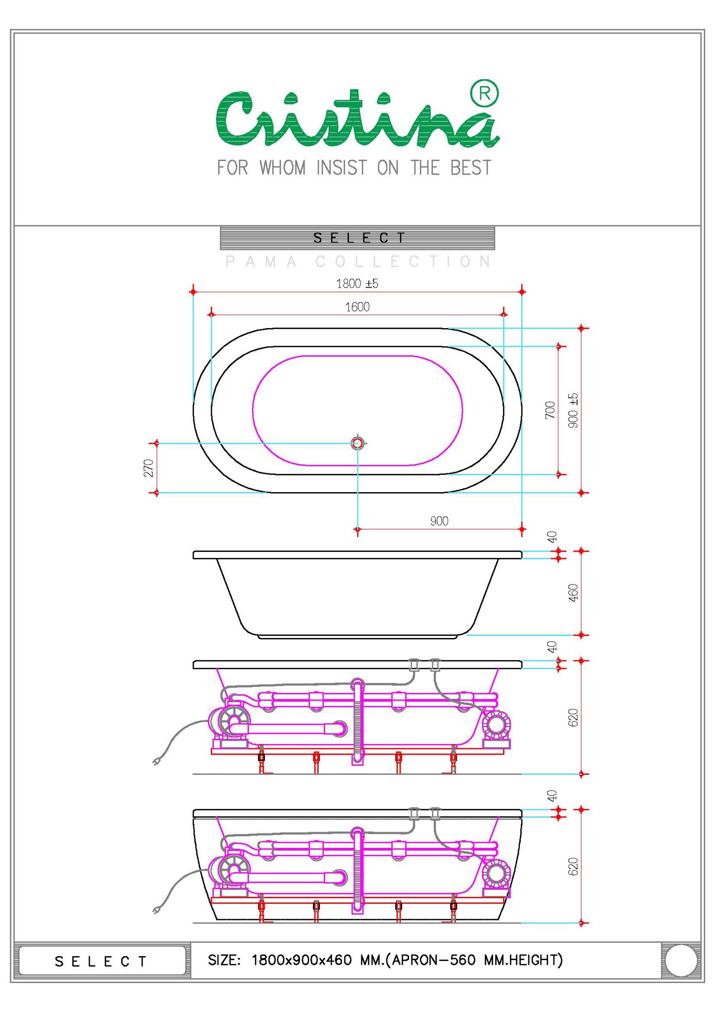 BỒN TẮM ÂM CRISTINA - SELECT - CT-SL180090 - Ảnh 7