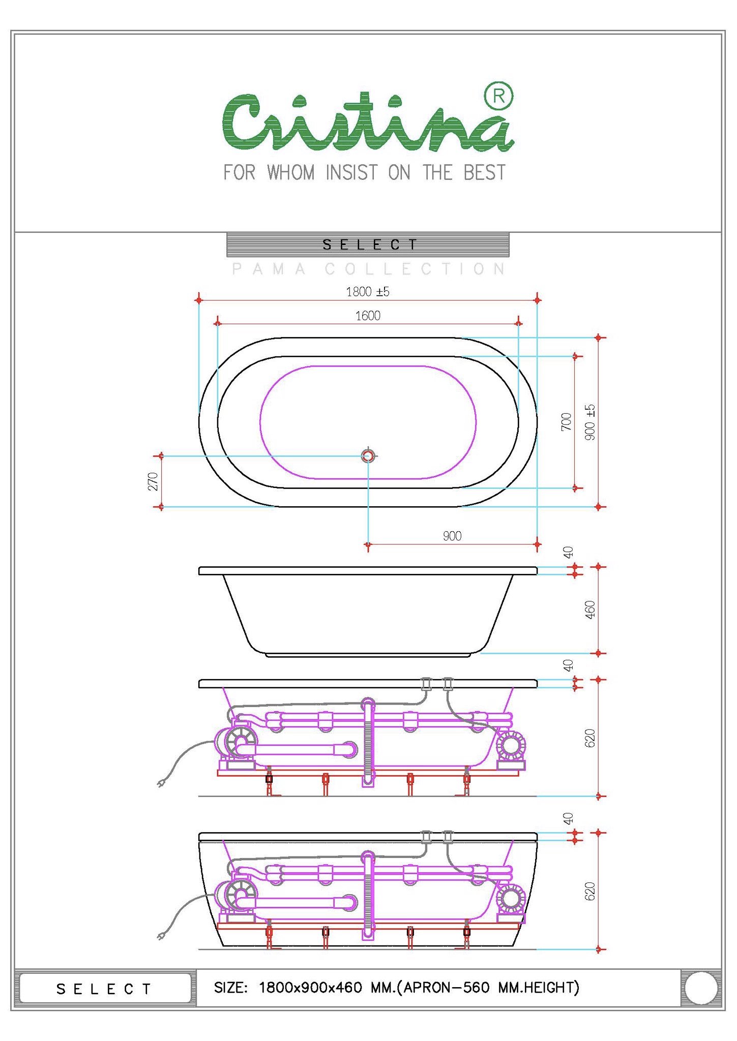 BỒN TẮM ÂM CRISTINA - SELECT - CT-SL180090 - Ảnh 11