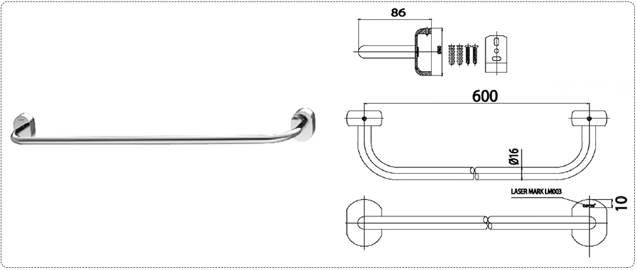 Thanh treo khăn CT0121(HM) - Ảnh 2
