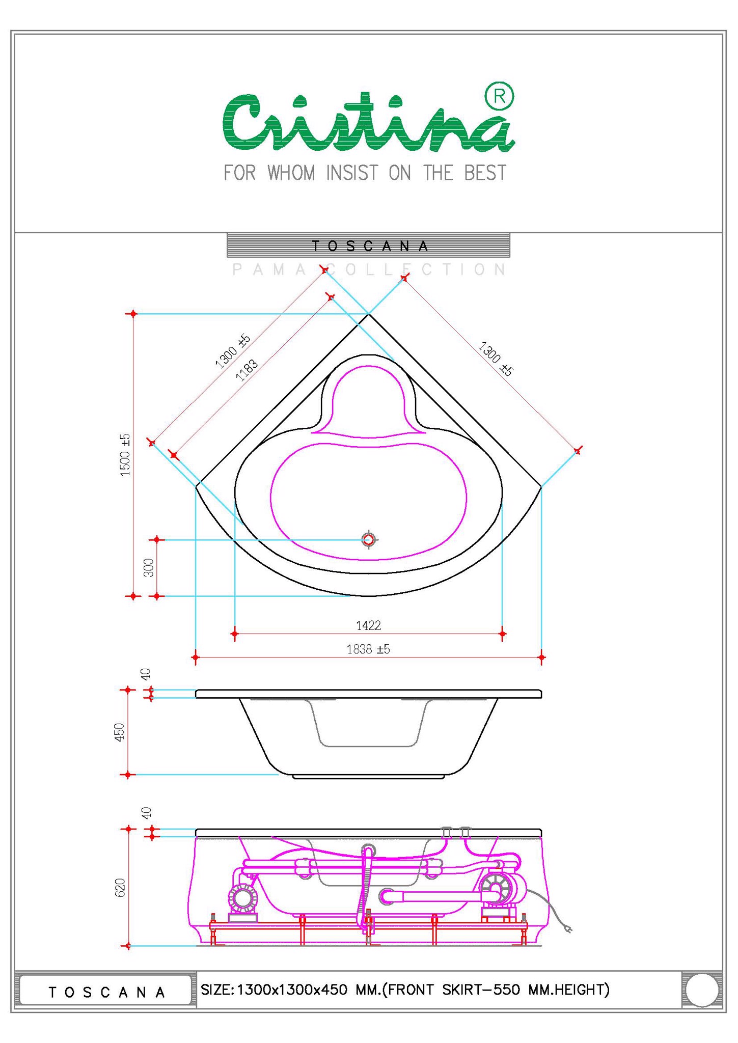 BỒN TẮM CRISTINA - TOSCANA - CT- 9030 - Ảnh 7