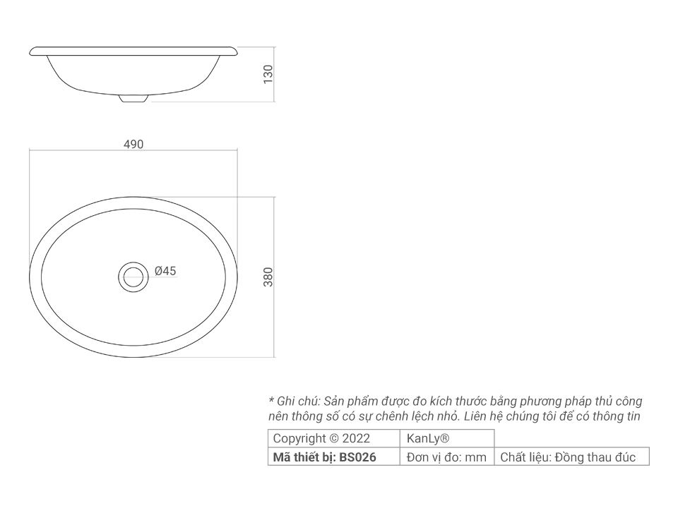 CHẬU RỬA BẰNG ĐỒNG THAU KANLY - BS026 - Ảnh 4