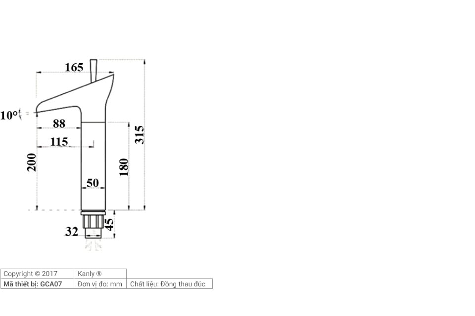 Vòi Lavabo nóng lạnh bằng đồng KANLY - GCA07 - Ảnh 2
