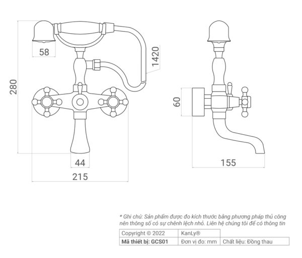SEN TẮM TREO TƯỜNG, NÓNG LẠNH KANLY - GCS01 - Ảnh 5