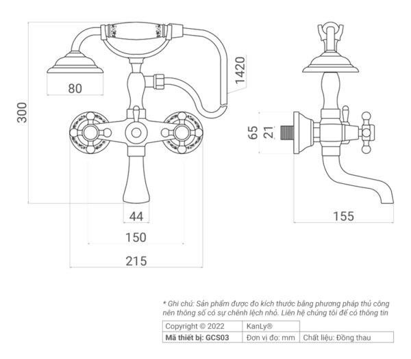 SEN TẮM TREO TƯỜNG, NÓNG LẠNH KANLY - GCS03 - Ảnh 4