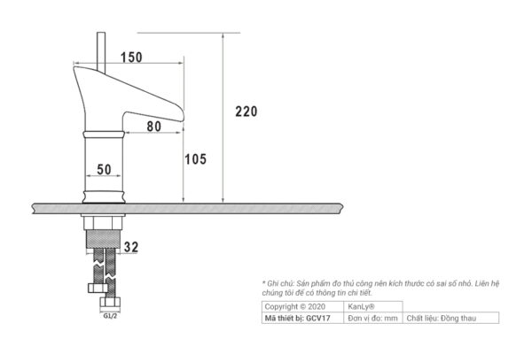 VÒI CHẬU NÓNG LẠNH BẰNG ĐỒNG KANLY - GCV17 - Ảnh 6
