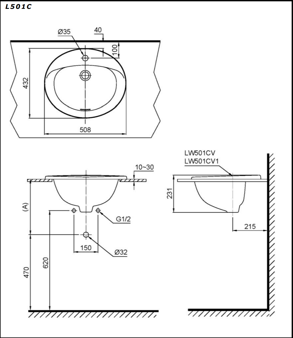 Chậu Rửa Lavabo TOTO L501C#XW Dương Vành - Ảnh 2