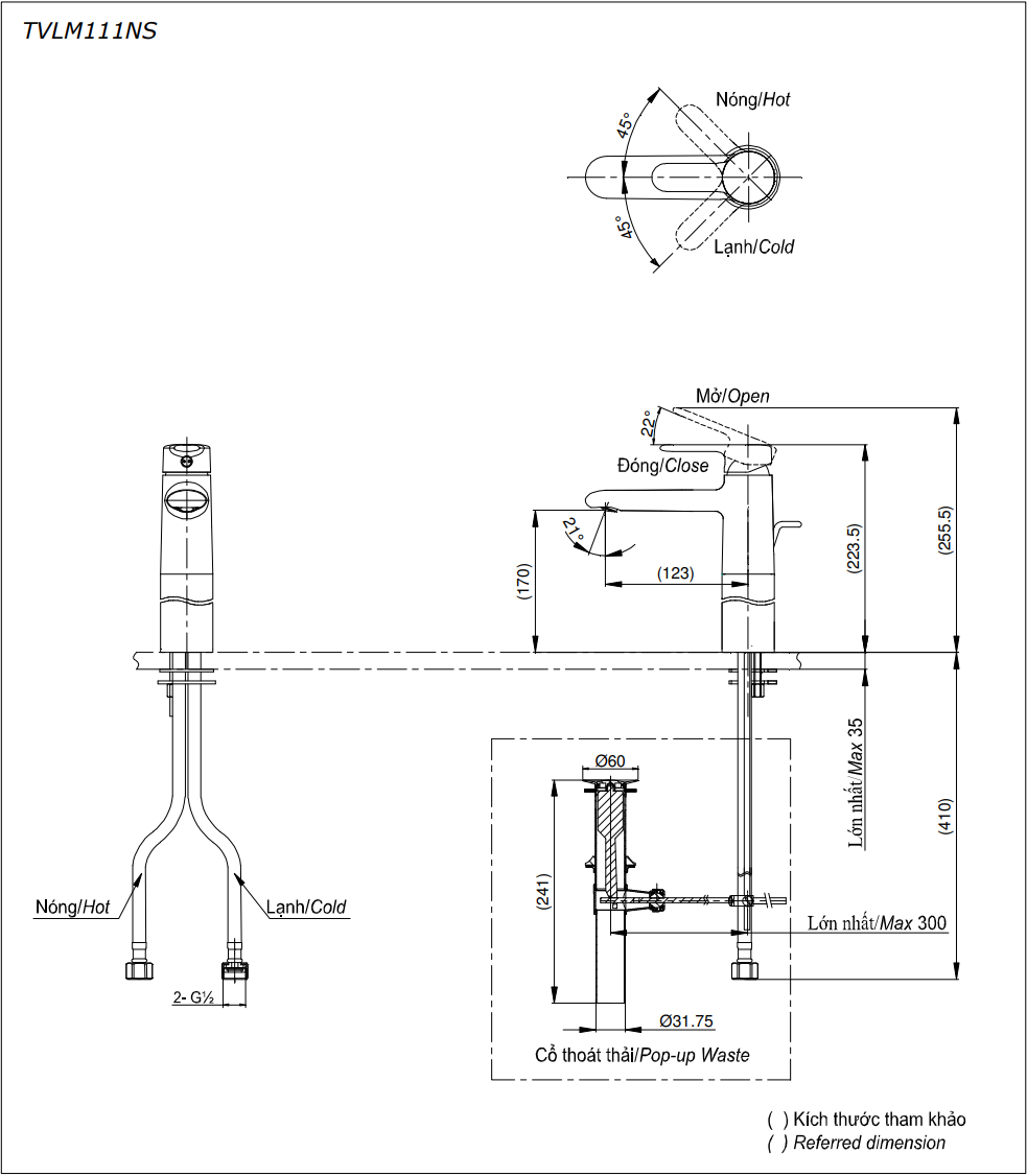 Vòi Lavabo TOTO TVLM111NS Nóng Lạnh Cổ Vừa - Ảnh 2