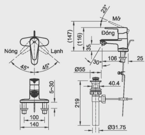 Vòi Chậu nóng Lạnh INAX Series 1100 - Ảnh 3