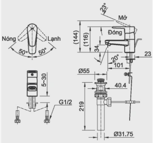 Vòi Chậu Nóng Lạnh INAX Series 1200 - Ảnh 3