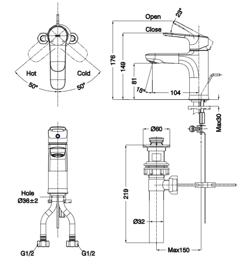 Vòi Chậu Nóng Lạnh INAX Series 1400 - Ảnh 3