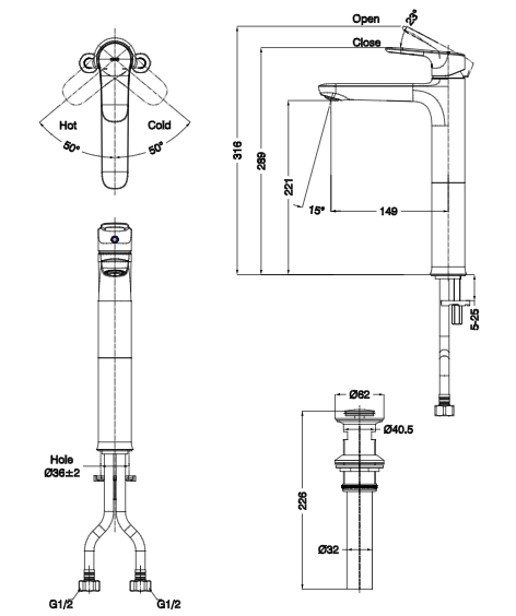 Vòi Chậu Nóng Lạnh INAX Series 1400 - Ảnh 4