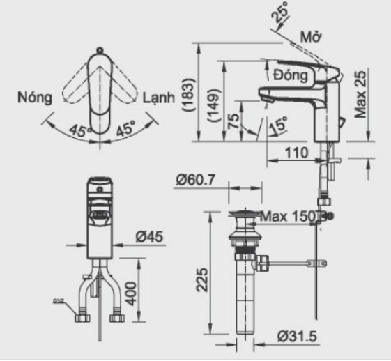 Vòi Chậu Nóng Lạnh INAX LFV-2002S - Ảnh 2