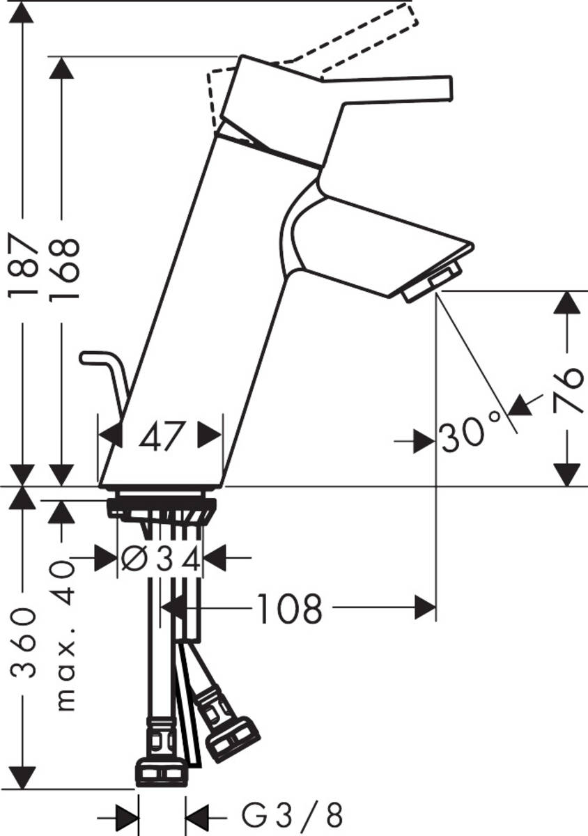 Vòi Chậu Nóng, Lạnh Talis Hansgrohe - MS 32040000 - Ảnh 2