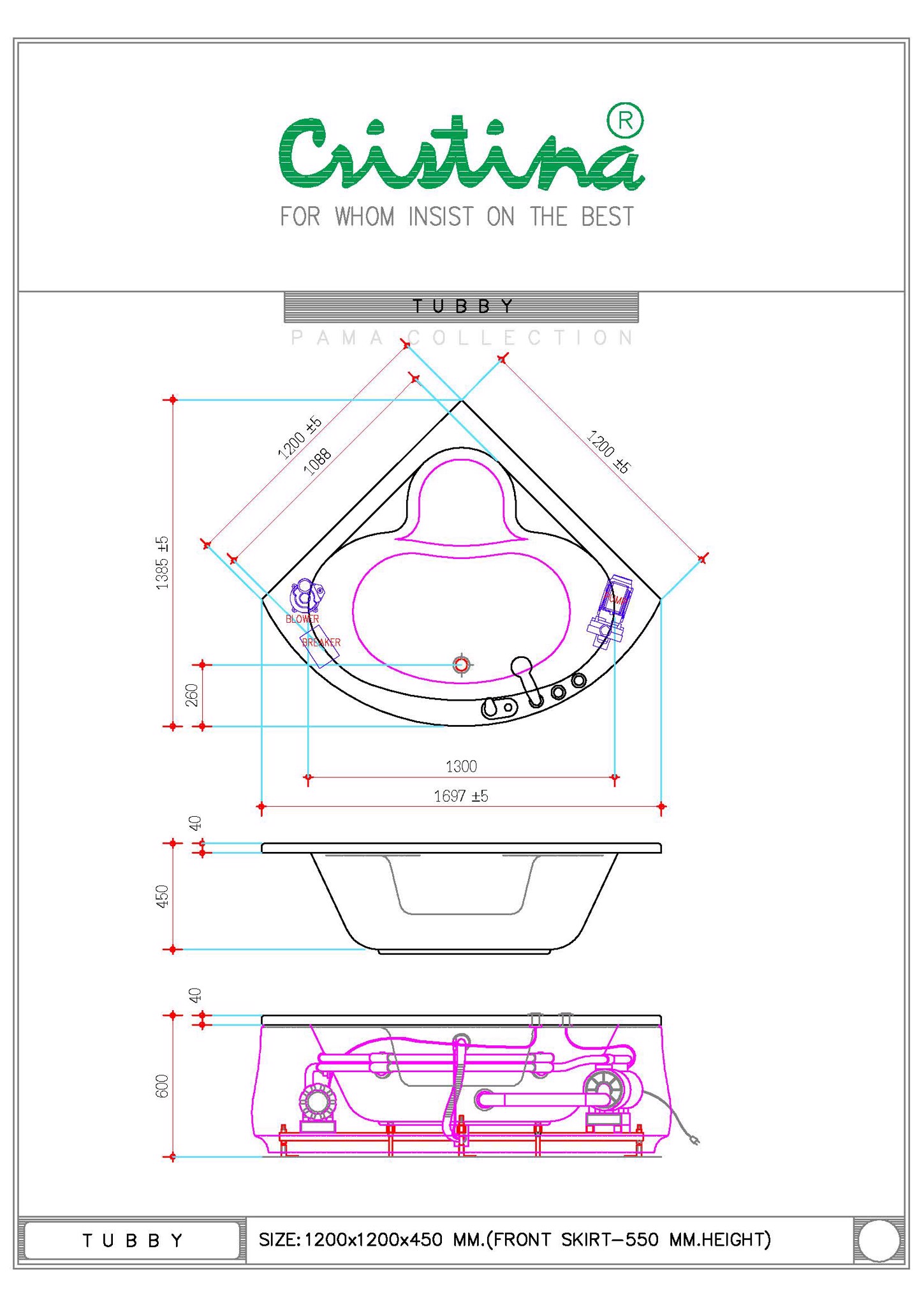 BỒN TẮM CRISTINA - TUBBY - CT- 9031 - Ảnh 5