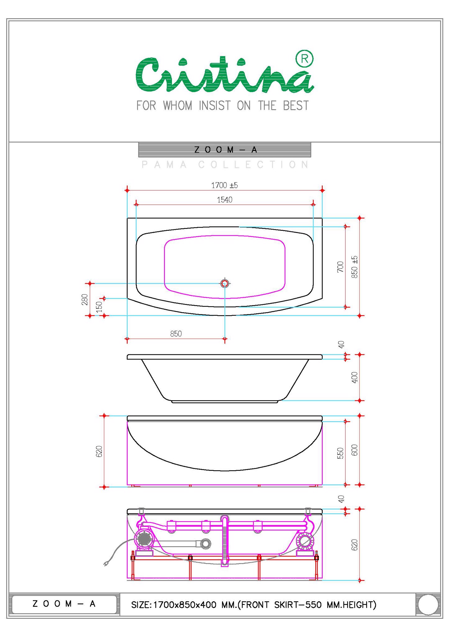 BỒN TẮM ÂM CRISTINA - ZOOM A - CT-ZO-A170085 - Ảnh 2