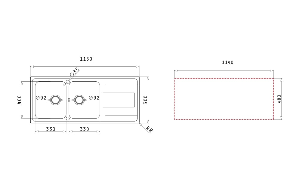 CHẬU RỬA CHÉN 2 NGĂN 1 CÁNH PYRAMIS ALEA 2B 1D POLISHED - Ảnh 2