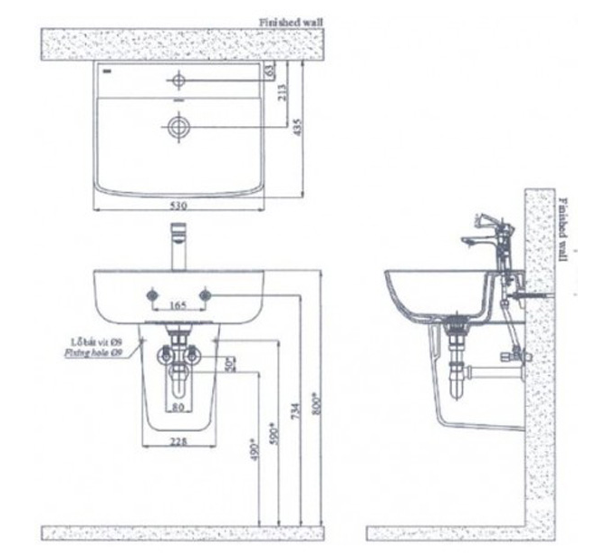 LAVABO TREO TƯỜNG INAX - AL-312V(EC/FC) - Ảnh 2