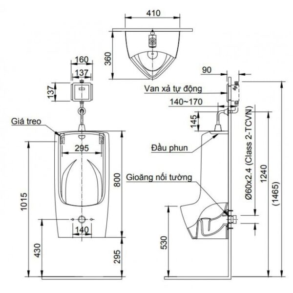 TIỂU NAM TREO TƯỜNG INAX CÔNG NGHỆ AQUA CERAMIC AU-411V - Ảnh 6