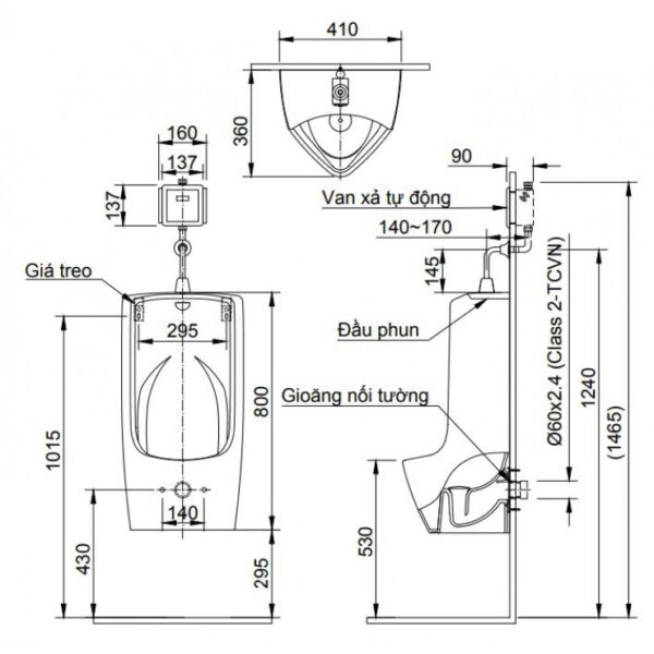 TIỂU NAM TREO TƯỜNG INAX CÔNG NGHỆ AQUA CERAMIC AU-411V - Ảnh 3