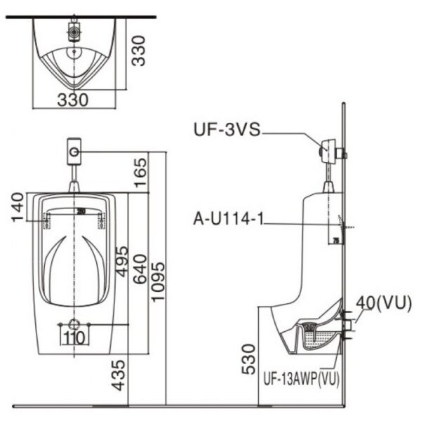 TIỂU NAM TREO TƯỜNG INAX CÔNG NGHỆ AQUA CERAMIC AU-431VR - Ảnh 3