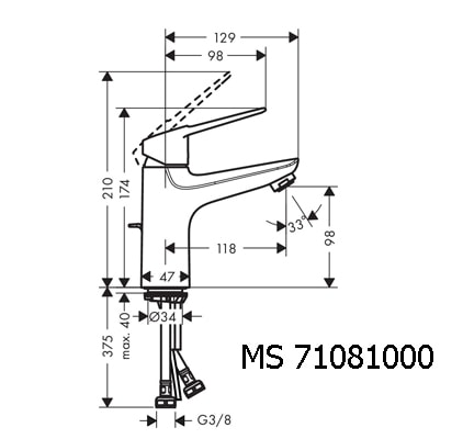 Vòi Lavabo HANSGROHE 71081000 NOVUS LOOP 100 - Ảnh 4