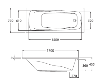 BỒN TẮM COTTO - MÀU TRẮNG - BH220PP(H) WH - Ảnh 2