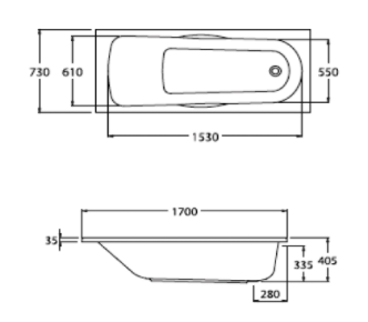 BỒN TẮM COTTO - MÀU TRẮNG - BH227D(H) WH - Ảnh 2