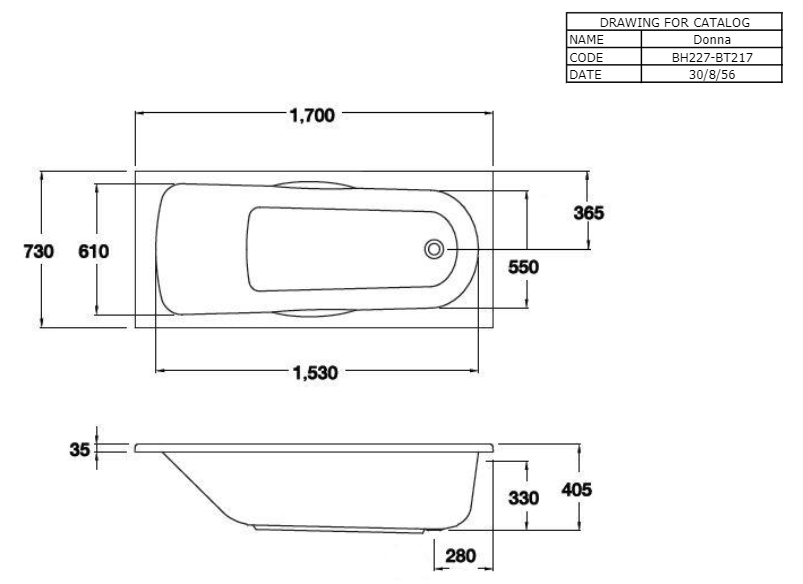 BỒN TẮM COTTO - MÀU TRẮNG - BH227PP(H) WH - Ảnh 2